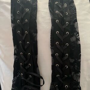 Black Lace corset fingerless gloves